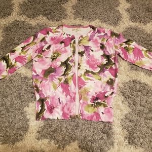 Jones New York Sport pink floral cardigan